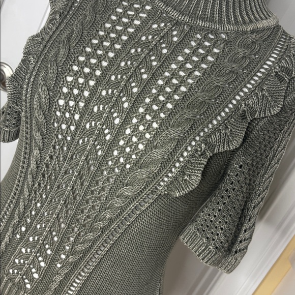 WHBM White House black market large knit ruffle sweater forever olive green L - Picture 4 of 14